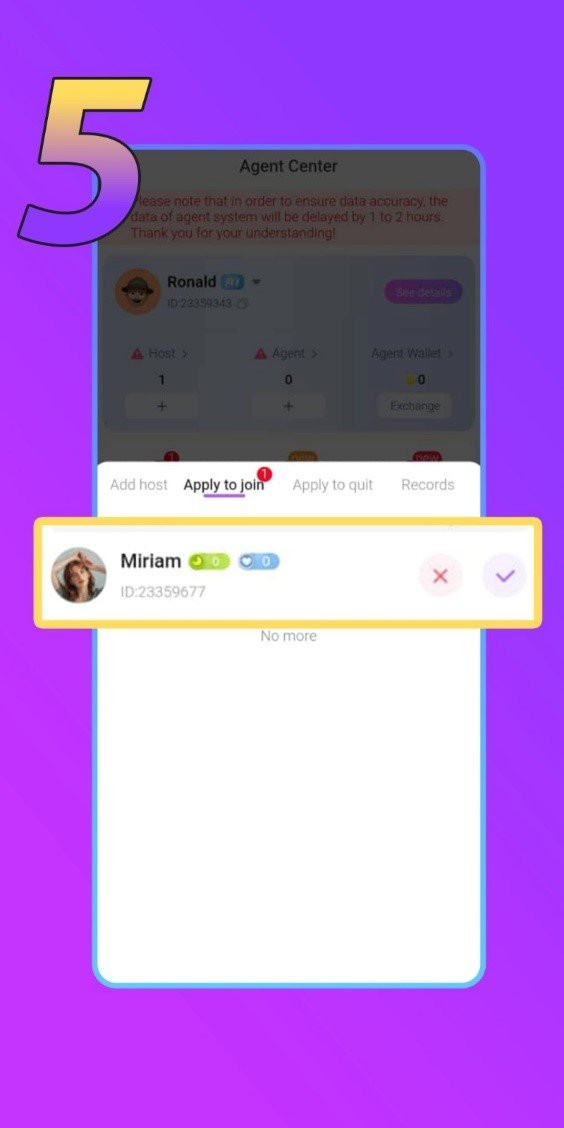 Step 5 on how to register as crush live host